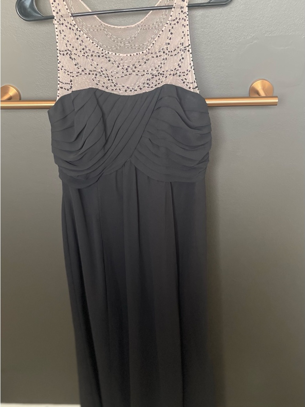 Alfred Angelo Black Strapless Gown with Beaded Illusion Bodice